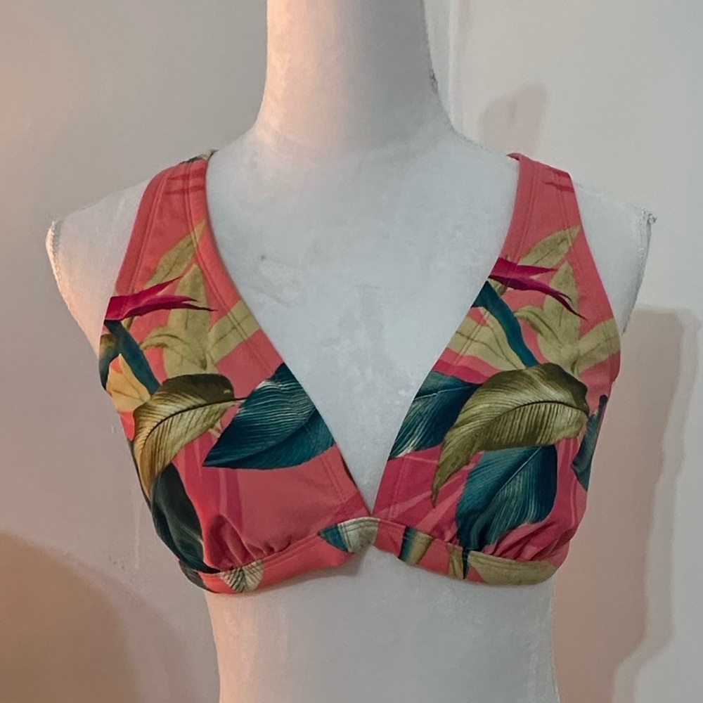Kona Sol Pink and Green Bikini Top D/DD